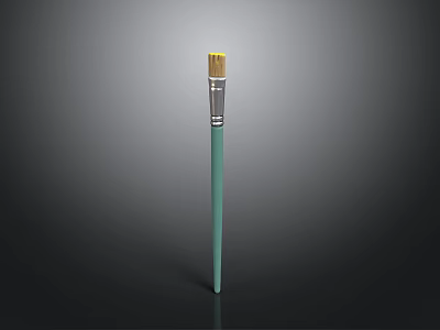 Light Green Handle Paintbrush With Golden Head And Silver Ring For Daily Use 3d model