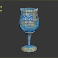 Decorative Glass Goblet With Floral Patterns Gold Accents And Twisted Stem Design For Home Decor
