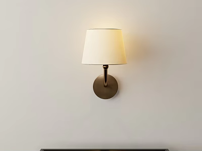 Modern Wall Lamp With White Fabric Shade And Metal Base Mounted On White Wall 3d model