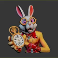 Rabbit Character With Glasses Golden Coat Red Gloves And Golden Pocket Watch