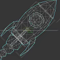 Low Poly Rocket 3D Model With Red White Body And Blue Round Window