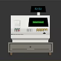 White Sharp Cash Register With Digital Display Keypad And Cash Drawer