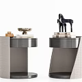 Modern Bedside Tables with Decorative Horse Figurine and Textured Panels