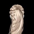 Game and Movie Character White Face Model With Brown Braided Hairstyle On Black Background