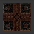 Elegant Floor Tile Design With Wooden Cross Frame And Decorative Panels