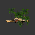 Tropical Island Landscape Featuring Palm Trees Small Waterfall Rocks And Sand Beach