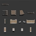 Detailed Ancient Stone Architectural Models Featuring Columns Arches And Platforms