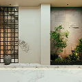 Luxury Basement Interior With Marble Floor Armchair Plants And Skylight
