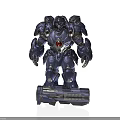 Blue Armored Mecha Warrior Character With Mechanical Design And Large Weapon