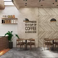Modern Milk Tea Shop Interior With Counter And Display Case 3d model