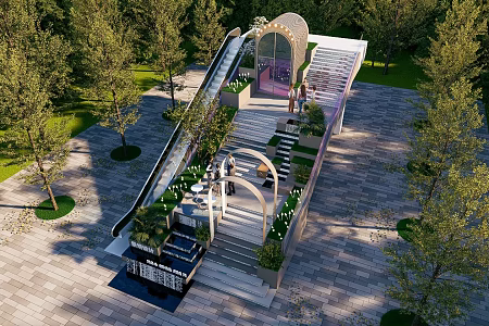 Modern Steps Landscape Sinking Steps Commercial Street Steps Outdoor Steps Dropping Steps Leisure Steps 3d model