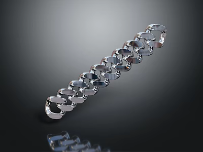 Elegant Silver Bracelet With Shiny Metallic Chain Link Design For Fashion Jewelry Accessory 3d model