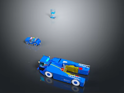 Blue Toy Vehicle Collection Featuring Truck And Small Car Models 3d model