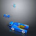 Blue Toy Vehicle Collection Featuring Truck And Small Car Models