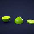 Fresh Green Limes Whole Halved and Sliced on Dark Background