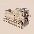 Industrial Mechanical Device Featuring Motor Pipes Warning Sign And Metal Base