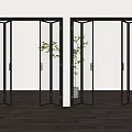 Modern Folding Doors with Black Frames and Glass Panels in Interior Space