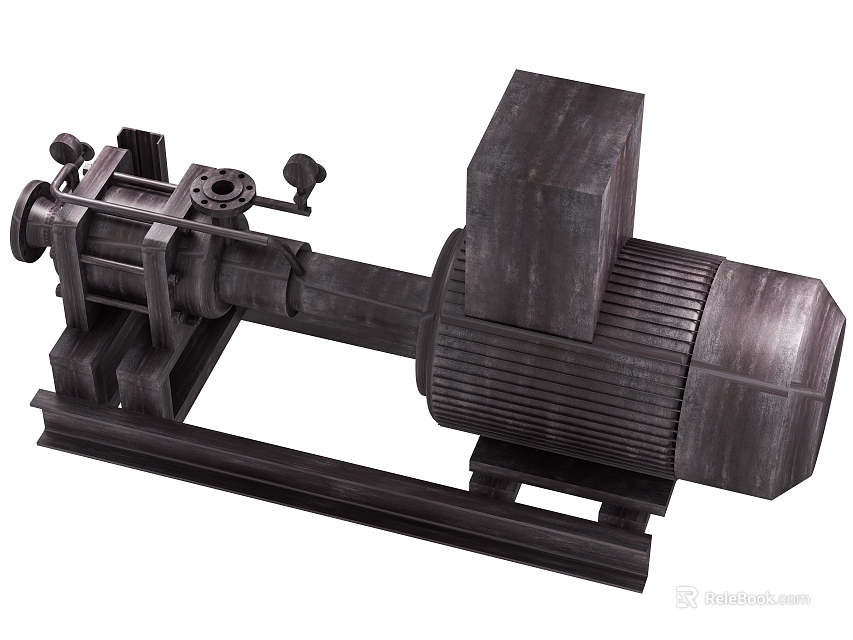 Industrial Engine With Motor Drive And Metal Base Mechanical Structure Design 3d model 