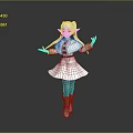 Child With Long White Hair And Elf Ears Wearing White Dress Brown Boots Outstretched Arms
