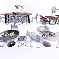 Modern Table And Chair Sets With Sleek Metal Frames And Various Designs 3d model
