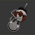 Red Skinned Alien Game Movie Character In White Outfit Sitting Holding Tablet With Back Tube
