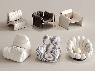 Various Stylish Bean Bag Chairs With Modern Designs And Comfortable Seating 3d model