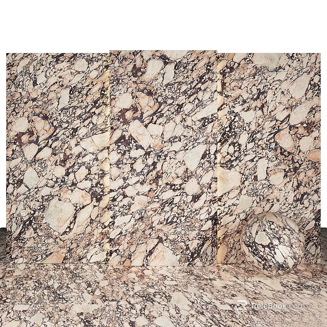 Marble Components with Natural Texture for Wall Floor and Decorative Sphere 3d model 