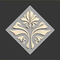 Diamond Shaped Decorative Panel With Beige Floral And Scroll Patterns For Home Decor 3d model