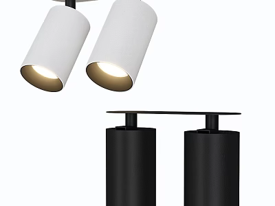 Modern Downlights and Spotlights with White Black Cylindrical Design and Illuminated Lampshades 3d model