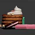 Pancakes Topped With Strawberry Syrup Cream Marshmallows Served With Green Drink Box And Pink Cookie