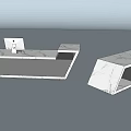 Modern Reception Desks With White Marble Surfaces And Laptops On Top 3d model
