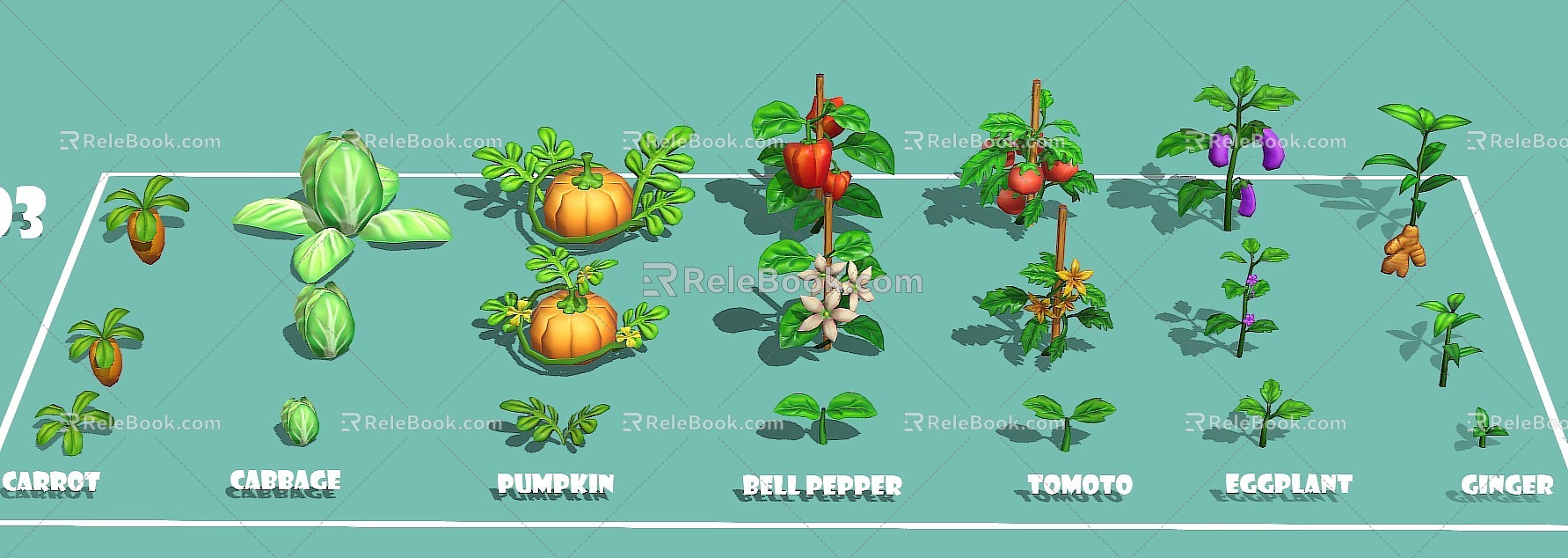 Vegetables Fruit Vegetables Cabbage Pumpkin Tomato Eggplant Cucumber 3d model