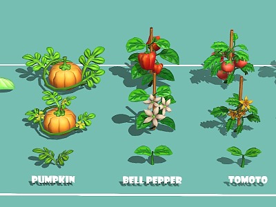 Vegetables Fruit Vegetables Cabbage Pumpkin Tomato Eggplant Cucumber 3d model