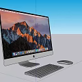 Modern Desktop Computer With Mountain View Wallpaper Keyboard And Mouse 3d model