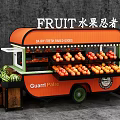 Fruit Cart with Orange Green Design Selling Daily Fresh Fruits Watermelon Oranges by Guarrl Paire