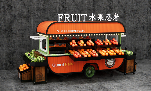 Modern Vans Fruit Booth Food Truck Fast Food Truck 3d model