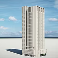 Modern High Rise Office Building With Large Windows And Light Colored Exterior Design