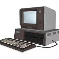 Vintage Office Desktop Computer Featuring Monitor Keyboard And Classic Design