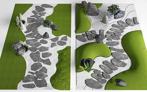 Chinese Style Ting Bu Shitou Road Qingshiban Road Landscape Garden Road Garden Paving Trail Garden Road 3d model