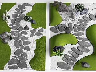 Chinese Style Ting Bu Shitou Road Qingshiban Road Landscape Garden Road Garden Paving Trail Garden Road 3d model