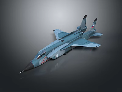 Blue Gray Russian Fighter Jet With Sleek Aerodynamic Design And Tail Insignia 3d model