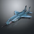 Blue Gray Russian Fighter Jet With Sleek Aerodynamic Design And Tail Insignia