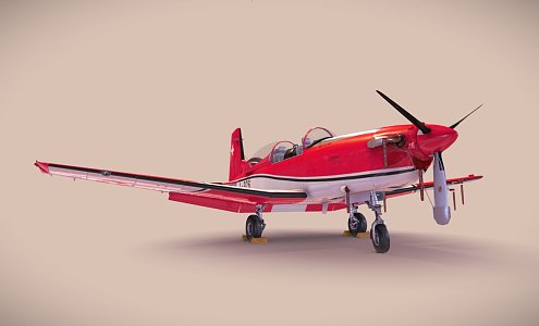 Aircraft Piltus PC7 red white 3d model