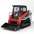 YANMAR Red Tracked Utility Vehicle With Protective Cage And Front Bucket