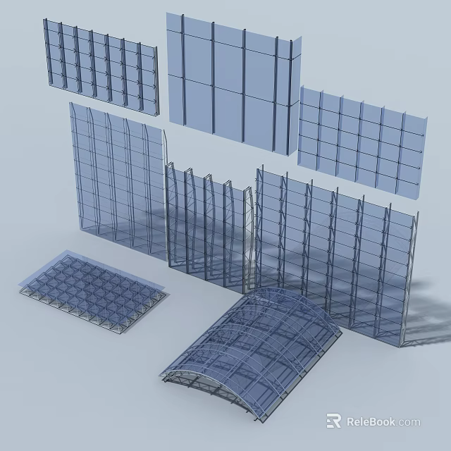 Industrial Equipment Metal Grid Frames And Structural Panels For Industrial Use 3d model 