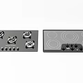 Modern Kitchen Appliances Featuring Gas And Electric Cooktops With Control Knobs