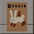 Simple Rabbit Painting With Brown Background And White Brown Rabbit Design 3d model