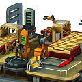 Modern Conveyor Isometric Mechanical Robot Assembling Conveyor 3d model
