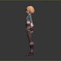 3D Animated Female Character With Blonde Hair Blue Top Pink Vest And Brown Pants