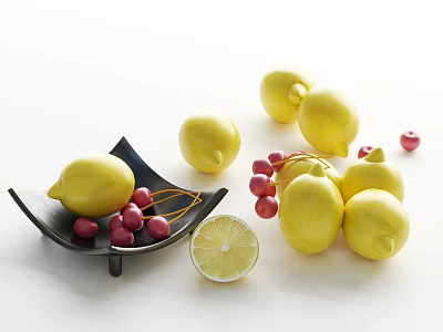 fruit lemon cherry 3d model